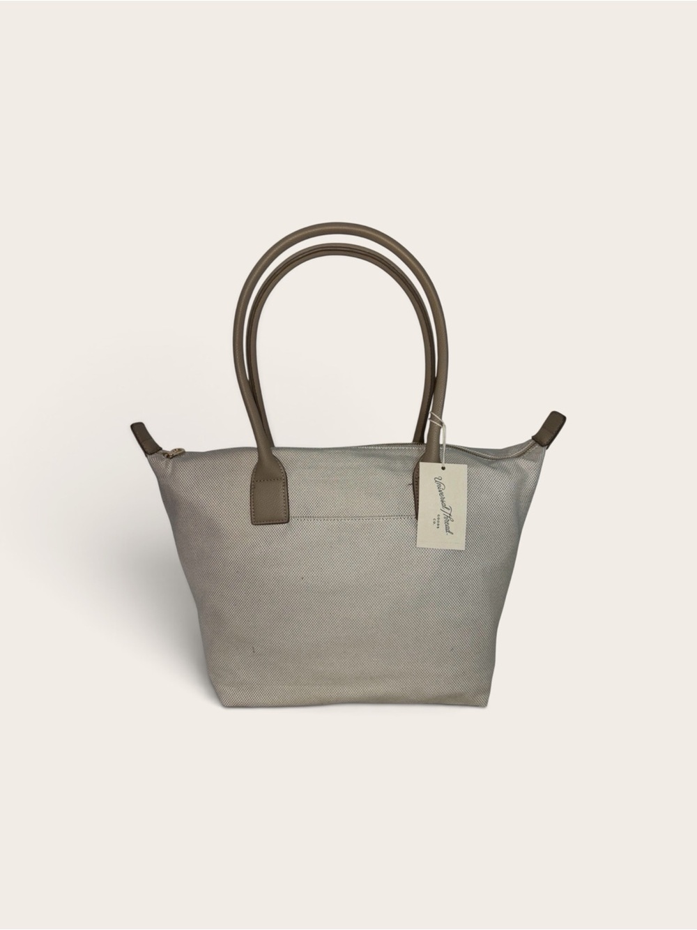 Universal Thread Light Beige Canvas Tote with Taupe Handles - NWT